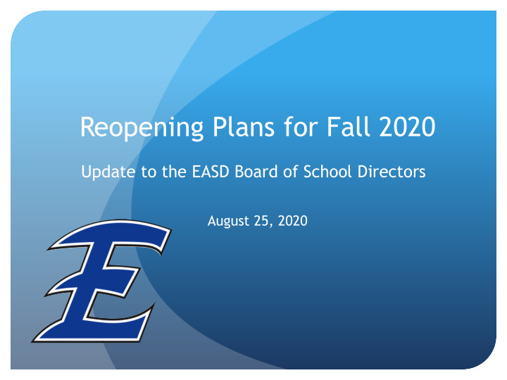 reopening plans for fall 2020
