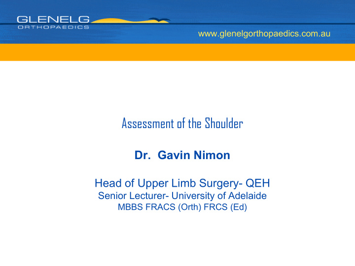 assessment of the shoulder