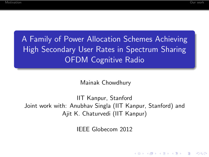 a family of power allocation schemes achieving high