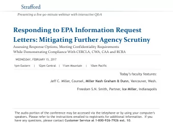 Presenting a live 90-minute webinar with interactive Q&amp;A  Responding to EPA Information Request