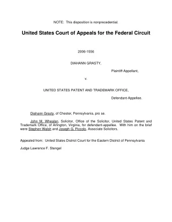 United States Court of Appeals for the Federal Circuit  2006-1556  DIAHANN GRASTY,