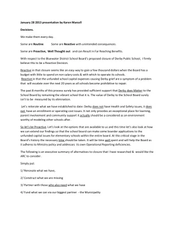 January 28 2013 presentation by Karen Marcell  Decisions.  We make them every day. Some are Routine