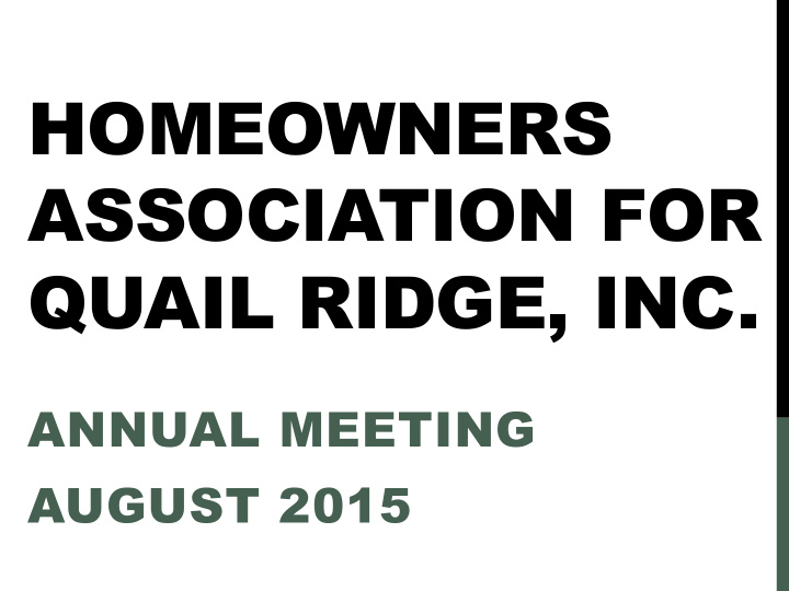 homeowners association for quail ridge inc