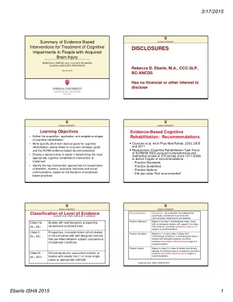 DISCLOSURES  Impairments in People with Acquired  Brain Injury  REBECCA D. EBERLE, M.A., CCC-SLP,