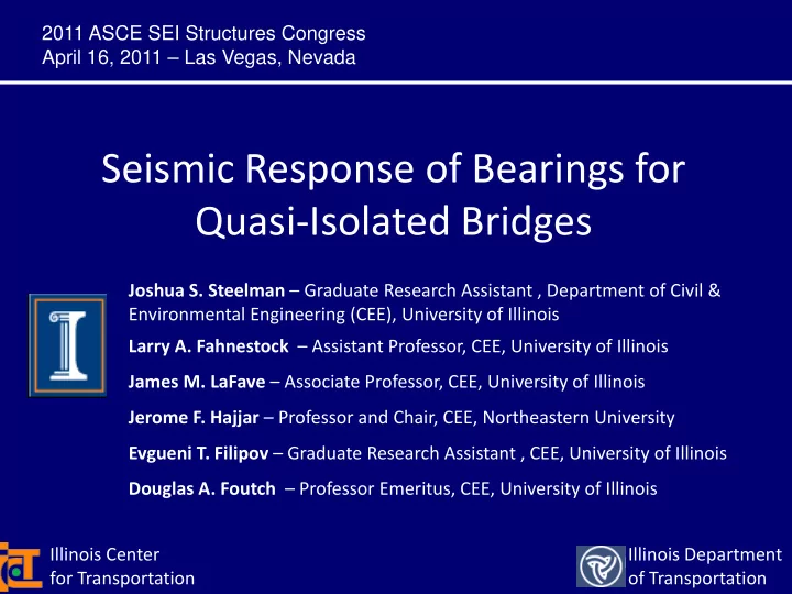 seismic response of bearings for quasi isolated bridges
