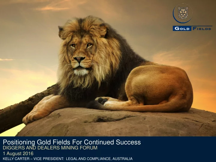 positioning gold fields for continued success