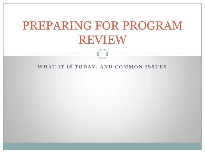 preparing for program