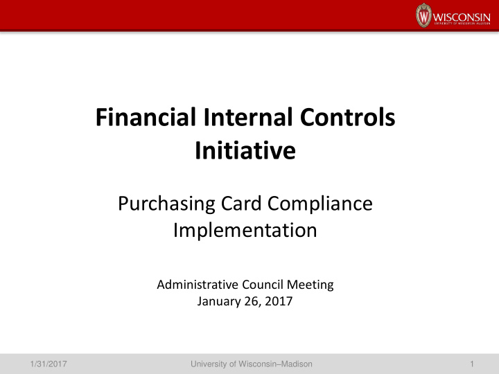 financial internal controls initiative