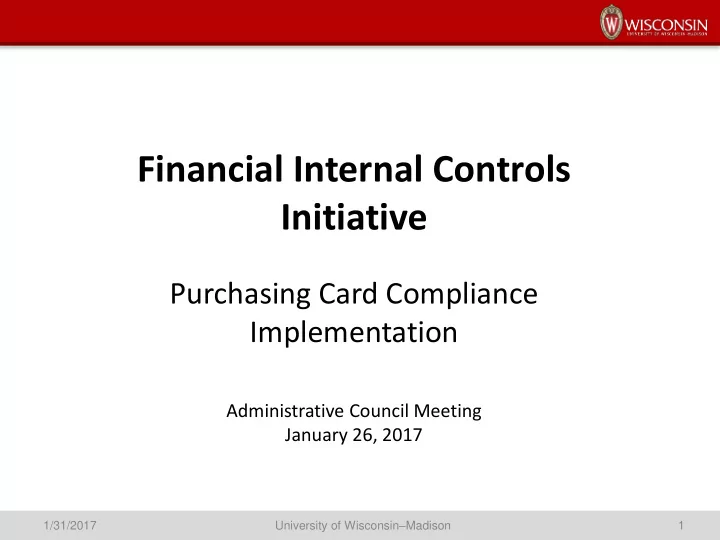 financial internal controls initiative