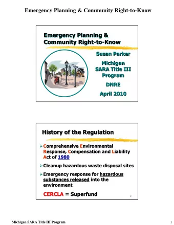 Emergency Planning &amp;  Emergency Planning &amp;  Community Right-to-Know  Community
