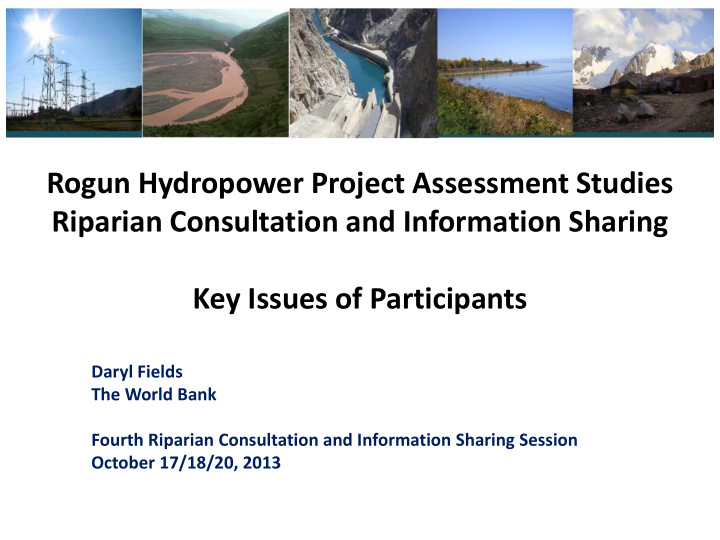 rogun hydropower project assessment studies