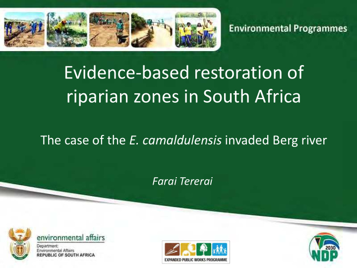 evidence based restoration of riparian zones in south