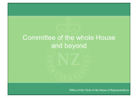 committee of the whole house and beyond outline