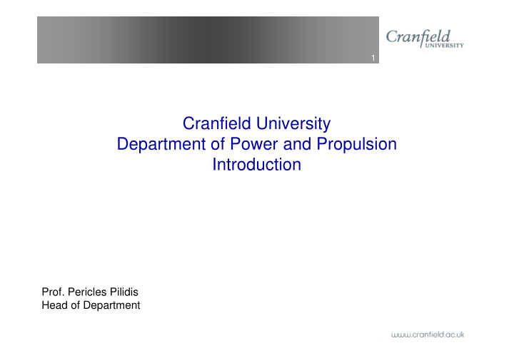 cranfield university department of power and propulsion