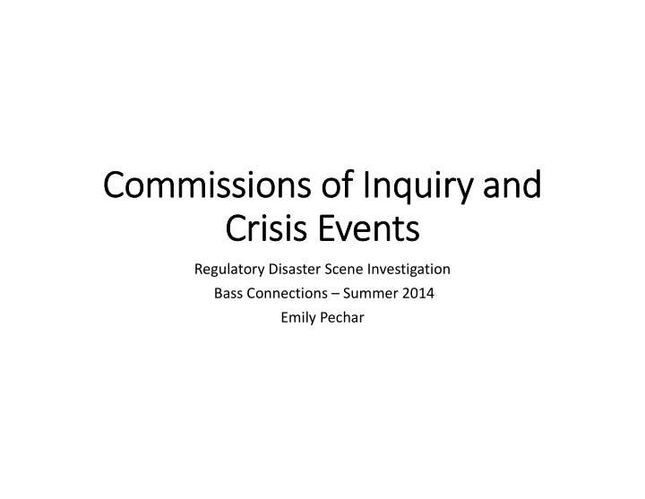 com commissions issions of of inqui nquiry and and crisis