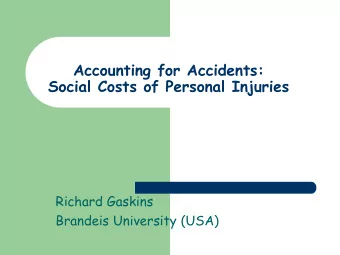 Accounting for Accidents:  Social Costs of Personal Injuries  Richard Gaskins  Brandeis University