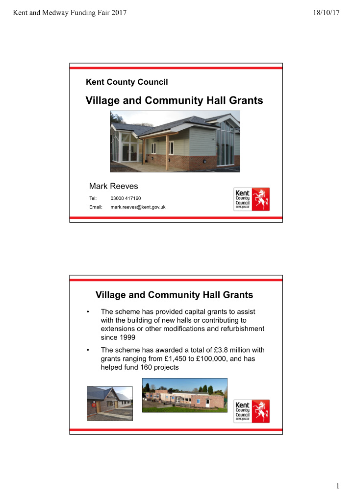 village and community hall grants
