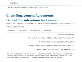 Presenting a live 90-minute webinar with interactive Q&amp;A  Client Engagement Agreements: