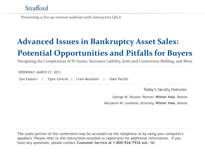advanced issues in bankruptcy asset sales potential