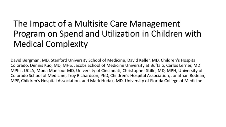 the impact ct of a multisite care management pr program