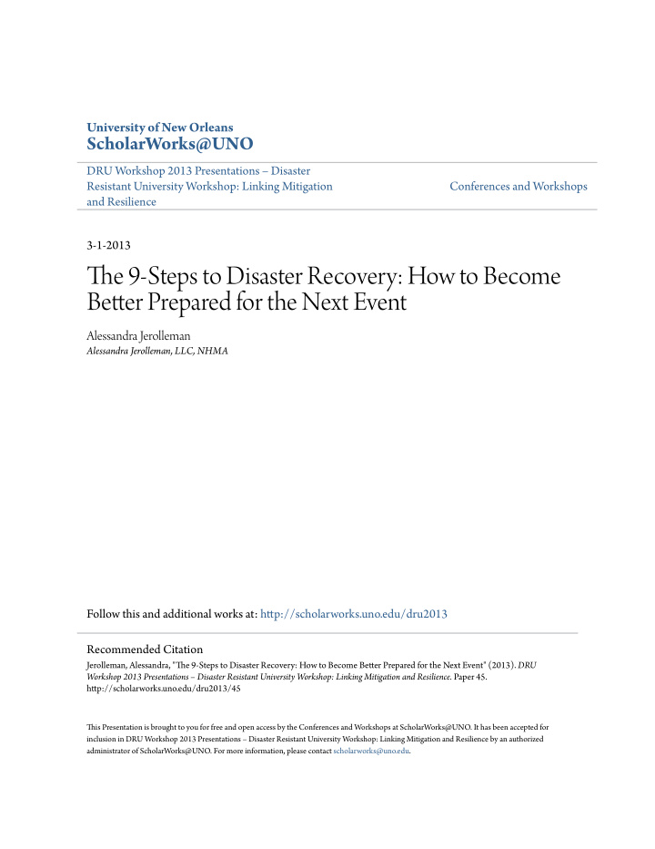 tie 9 steps to disaster recovery how to become betuer