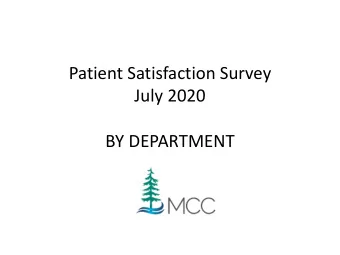 Patient Satisfaction Survey  July 2020  BY DEPARTMENT  399 Total Respondents  33 in Behavioral