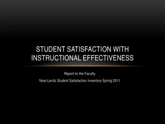 STUDENT SATISFACTION WITH  INSTRUCTIONAL EFFECTIVENESS  Report to the Faculty  Noel-Levitz Student