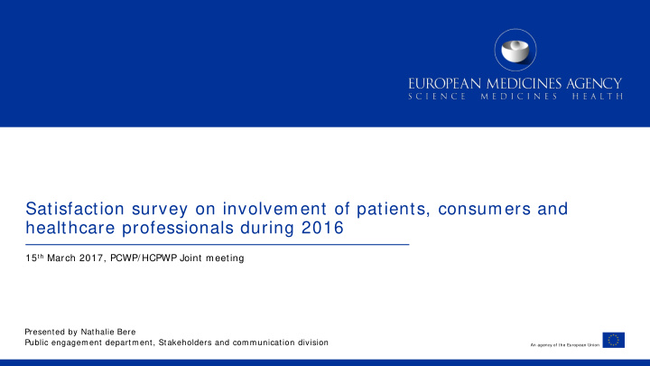 satisfaction survey on involvement of patients consumers