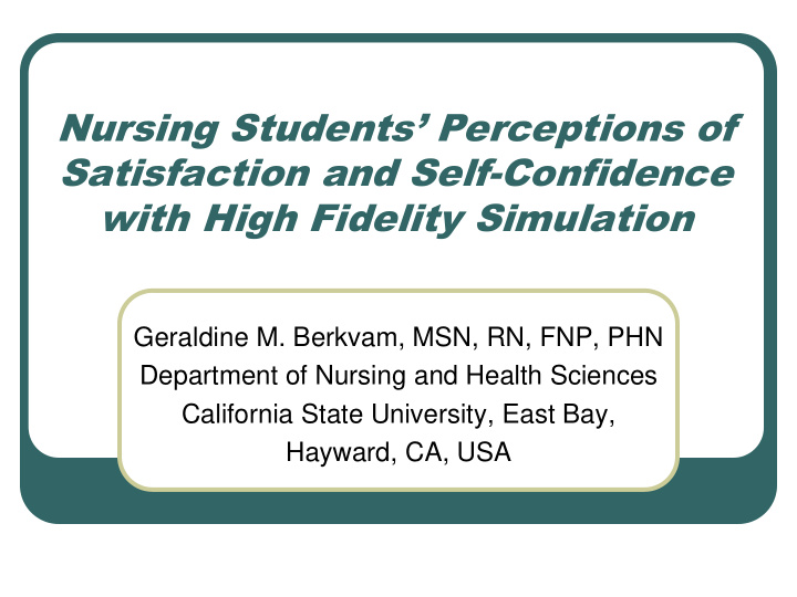 nursing students perceptions of