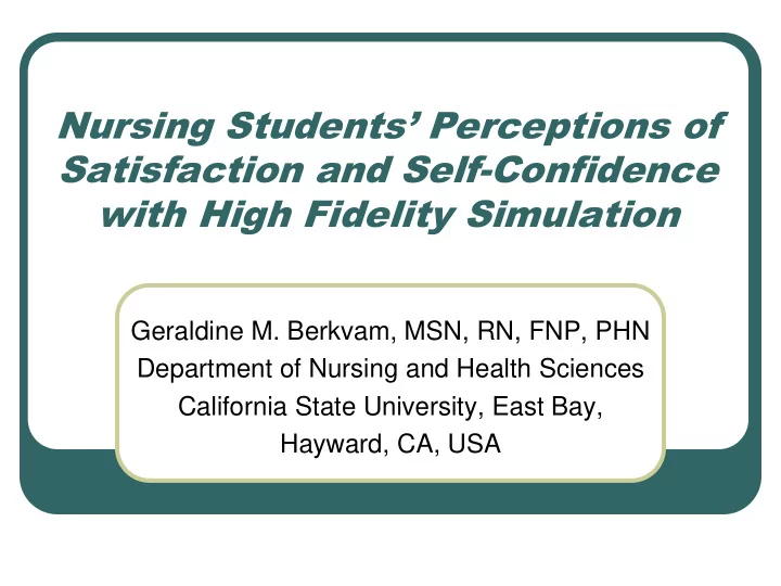 nursing students perceptions of