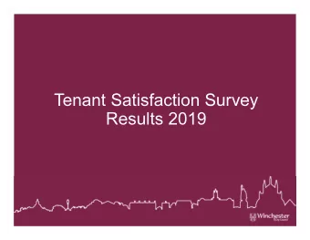 Tenant Satisfaction Survey  Results 2019  RESULTS - BENCHMARKING QUESTIONS  (2017 RESULTS IN