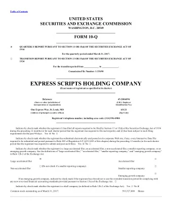 EXPRESS SCRIPTS HOLDING COMPANY  (Exact name of registrant as specified in its charter)  Delaware