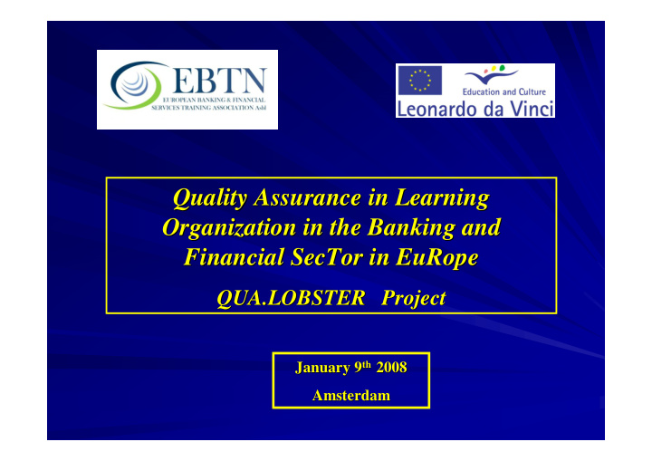 quality assurance assurance in learning in learning