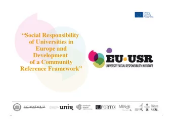 Social Responsibility  of Universities in  Europe and  Development  of a Community  Reference