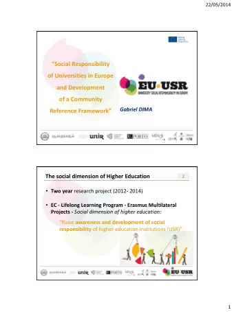 of Universities in Europe  and Development  of a Community  Gabriel DIMA Reference Framework