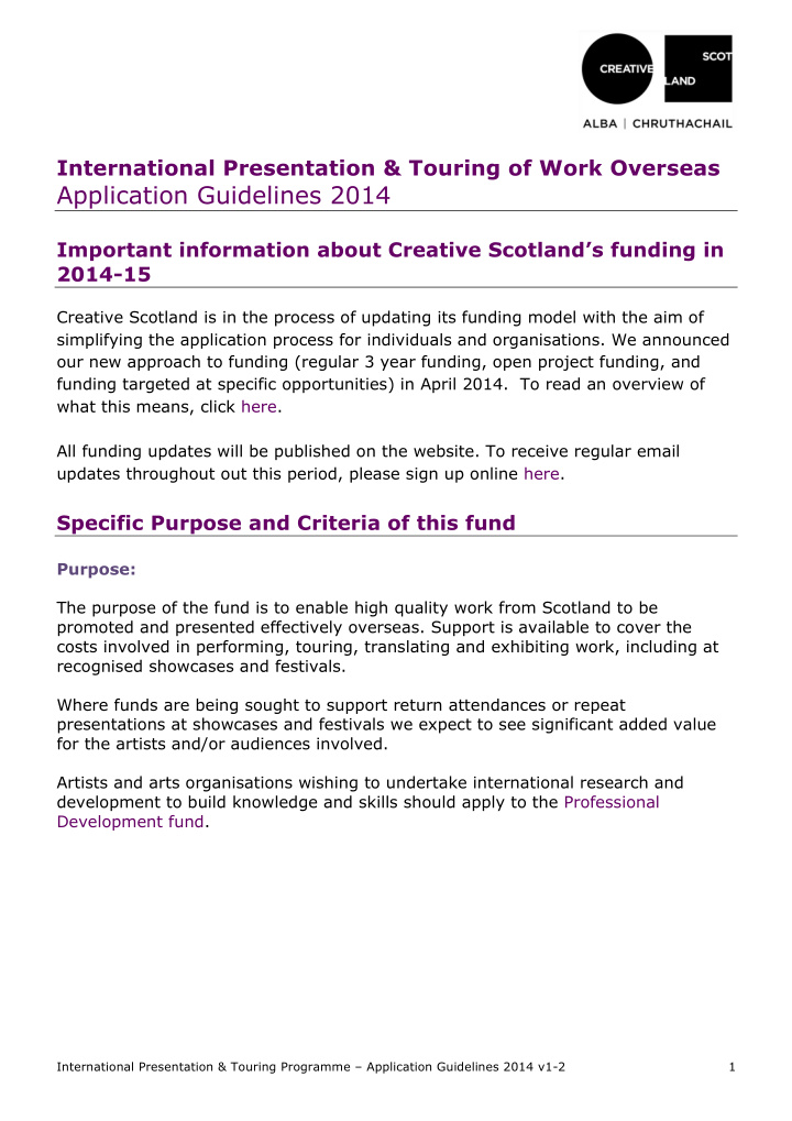 application guidelines 2014