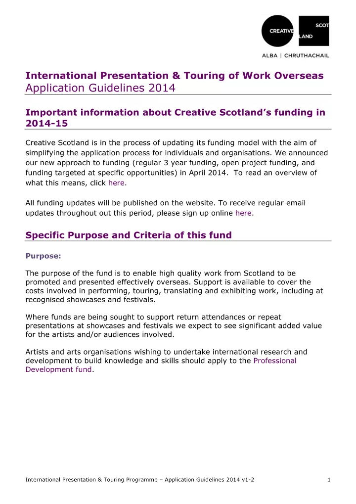 application guidelines 2014