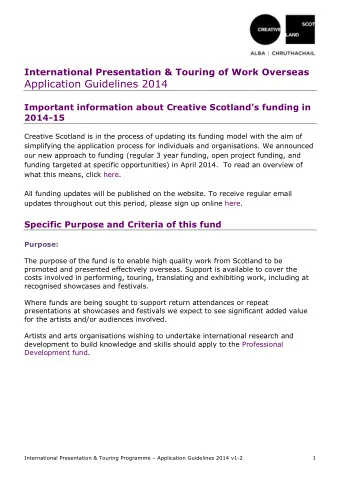 Application Guidelines 2014  Important information about Creative Scotlands funding in  2014-15