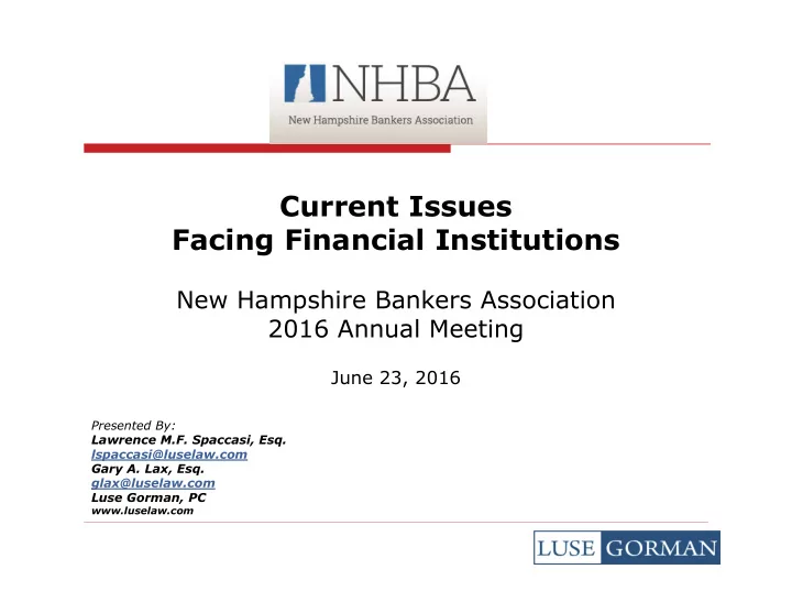 current issues facing financial institutions