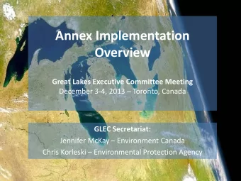 Annex Implementation  Overview  Great Lakes Executive Committee Meeting December 3-4, 2013