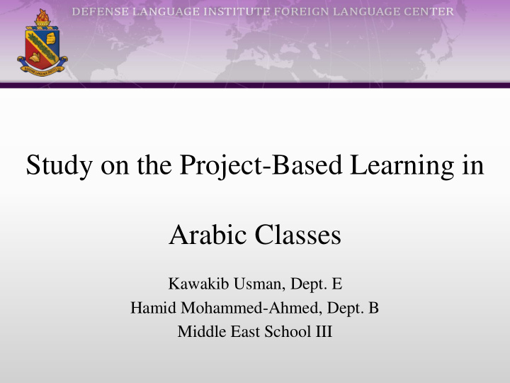 study on the project based learning in arabic classes