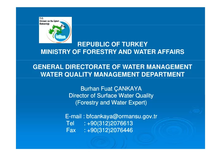 republic of turkey republic of turkey ministry of
