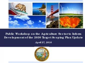 Public  Wor  kshop on the  Agr  ic ultur  e  Se c tor  to Infor  m  De ve lopme nt of the  2030 T