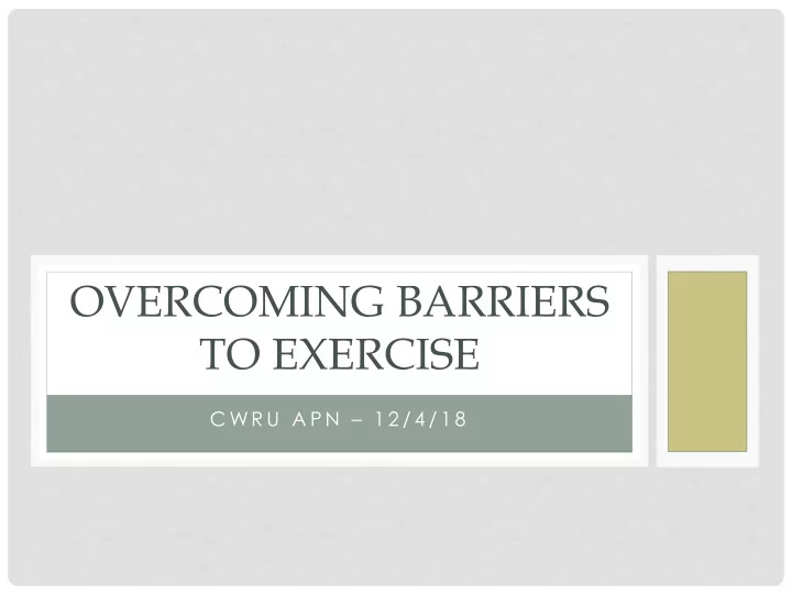 overcoming barriers to exercise