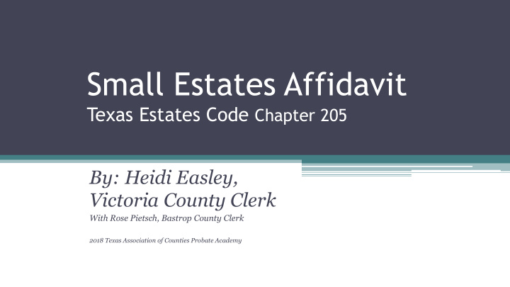 small estates affidavit