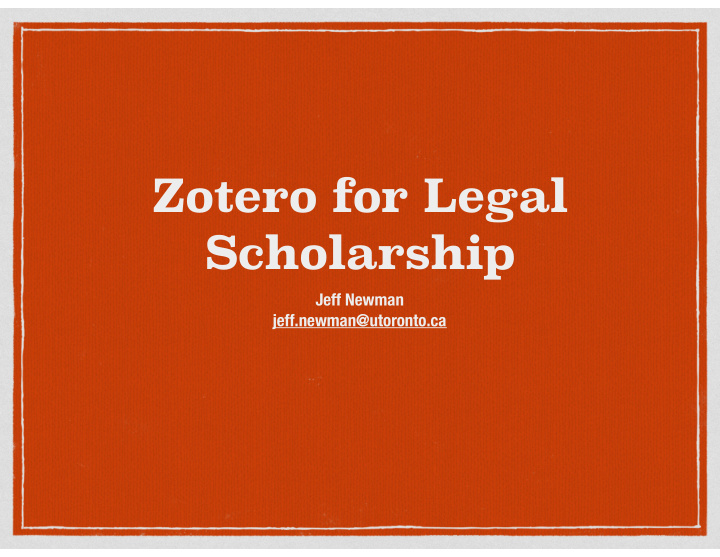 zotero for legal scholarship