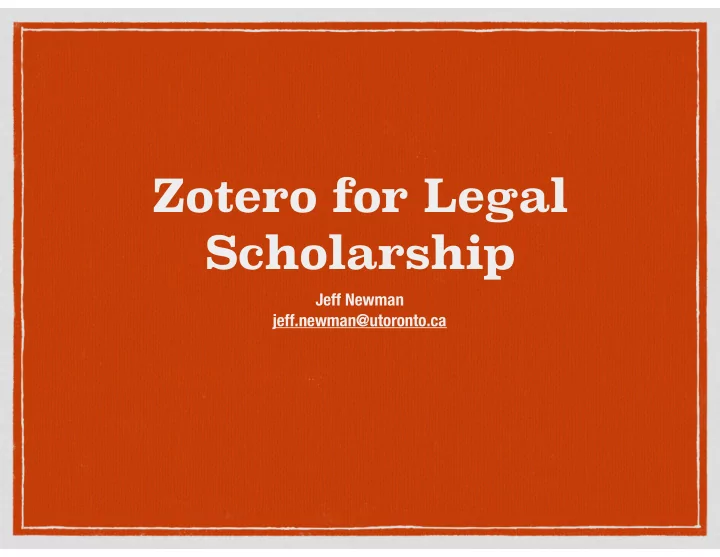 zotero for legal scholarship
