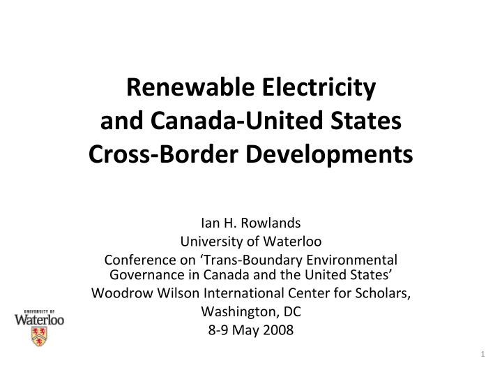 renewable electricity and canada united states cross