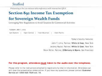 Section 892 Income Tax Exemption  for Sovereign Wealth Funds  Leveraging New Regulations to Avoid