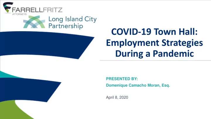 covid 19 town hall employment strategies during a pandemic